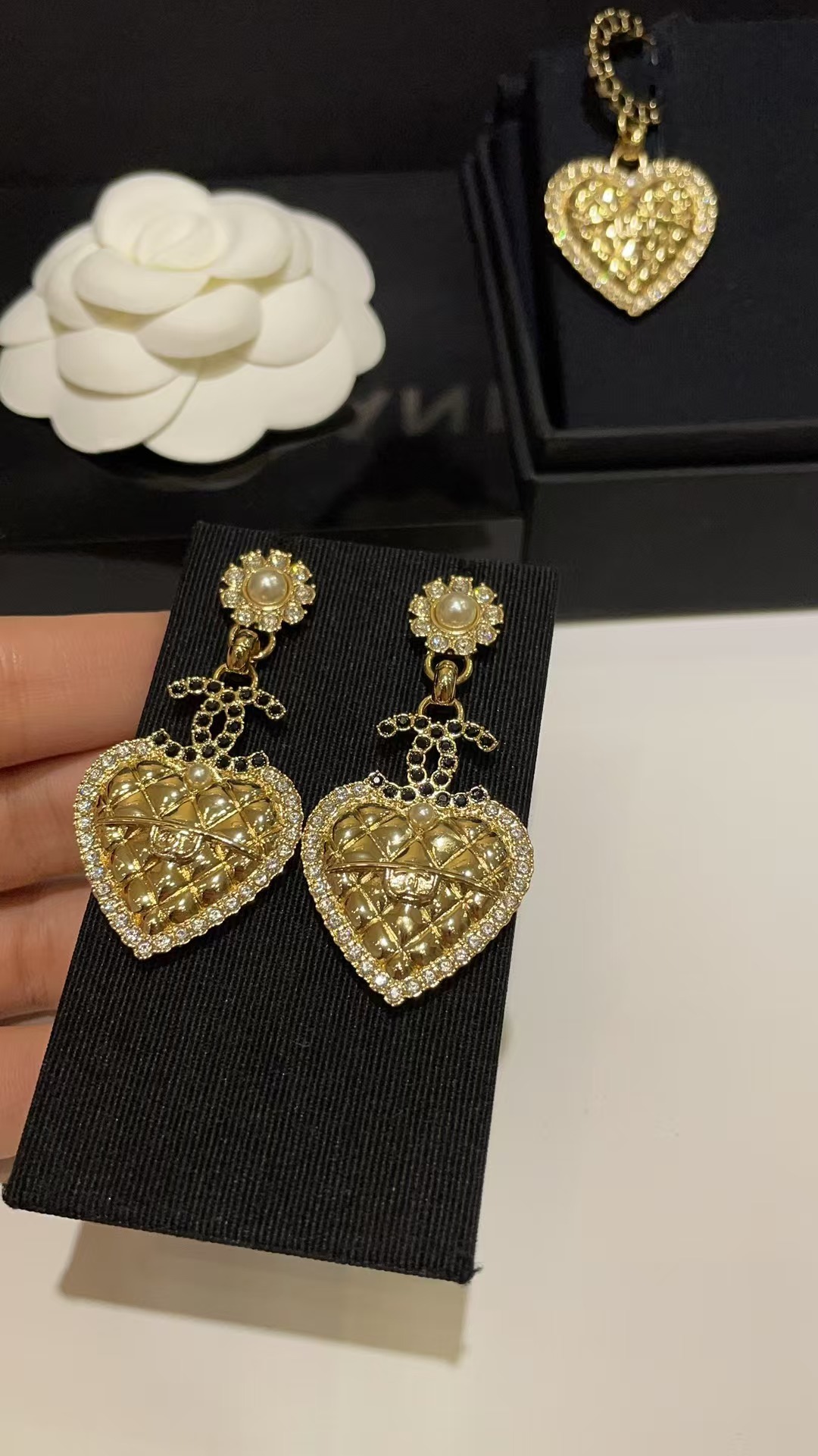 Buy replica Chanel Love Heart Dangle Earrings and replica jewelry from PICKS Jewelry