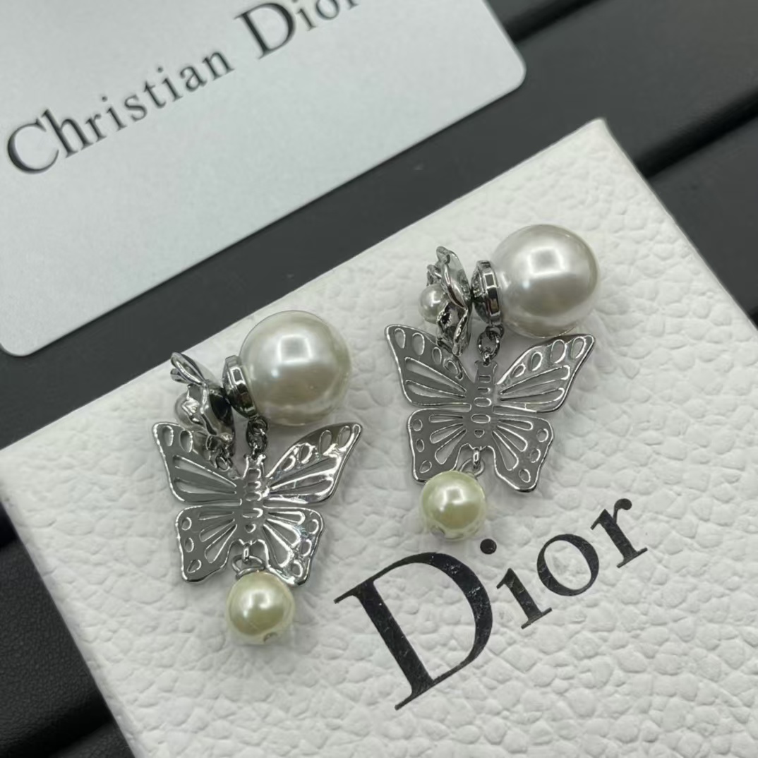 Buy replica Dior Silver Butterfly Pearl Earrings and replica jewelry from PICKS Jewelry