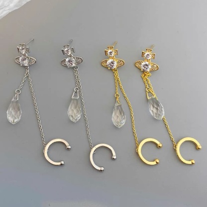 Buy replica Vivienne Westwood Climber Ear cuff Saturn Waterdrop Crystal Earrings and replica jewelry from PICKS Jewelry