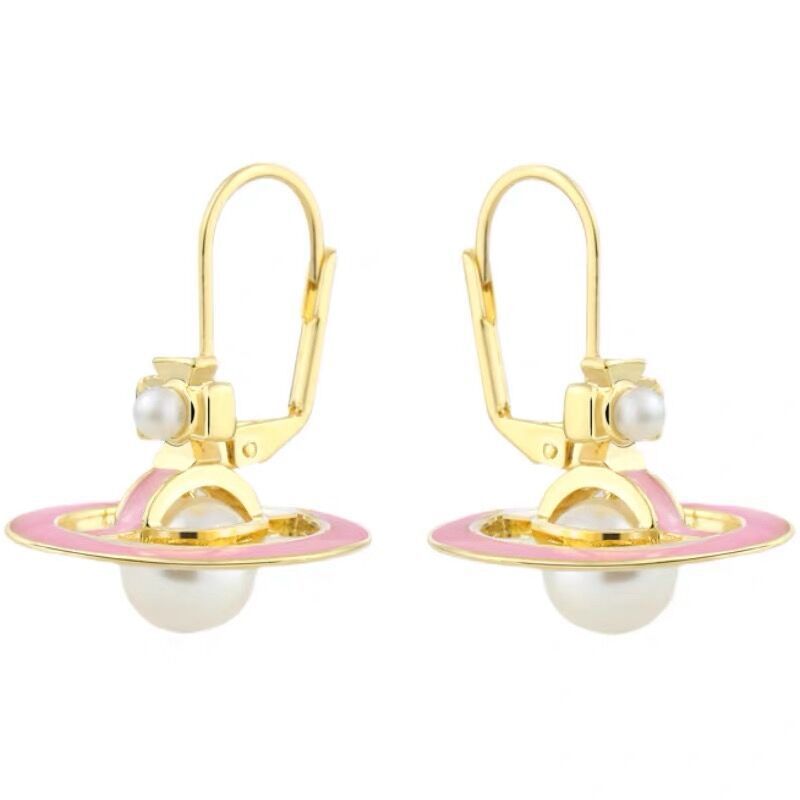 Buy replica Vivienne Westwood Enamel Saturn Pearl Earrings and replica jewelry from PICKS Jewelry