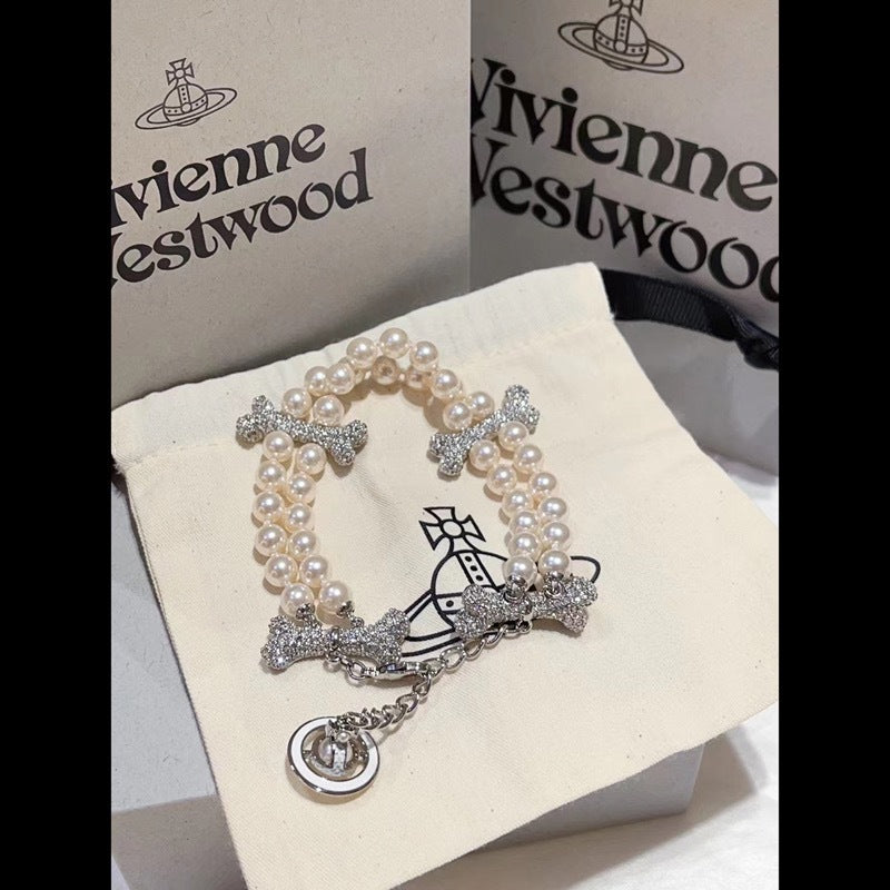 Buy replica Vivienne Westwood 2 Row Pearl Mixing Bone Bracelet and replica jewelry from PICKS Jewelry