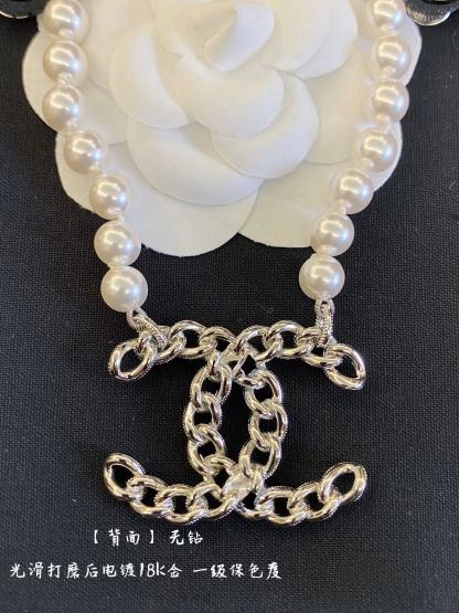 Buy replica Chanel Hollow Big Double C Pendant Pearl Necklace and replica jewelry from PICKS Jewelry