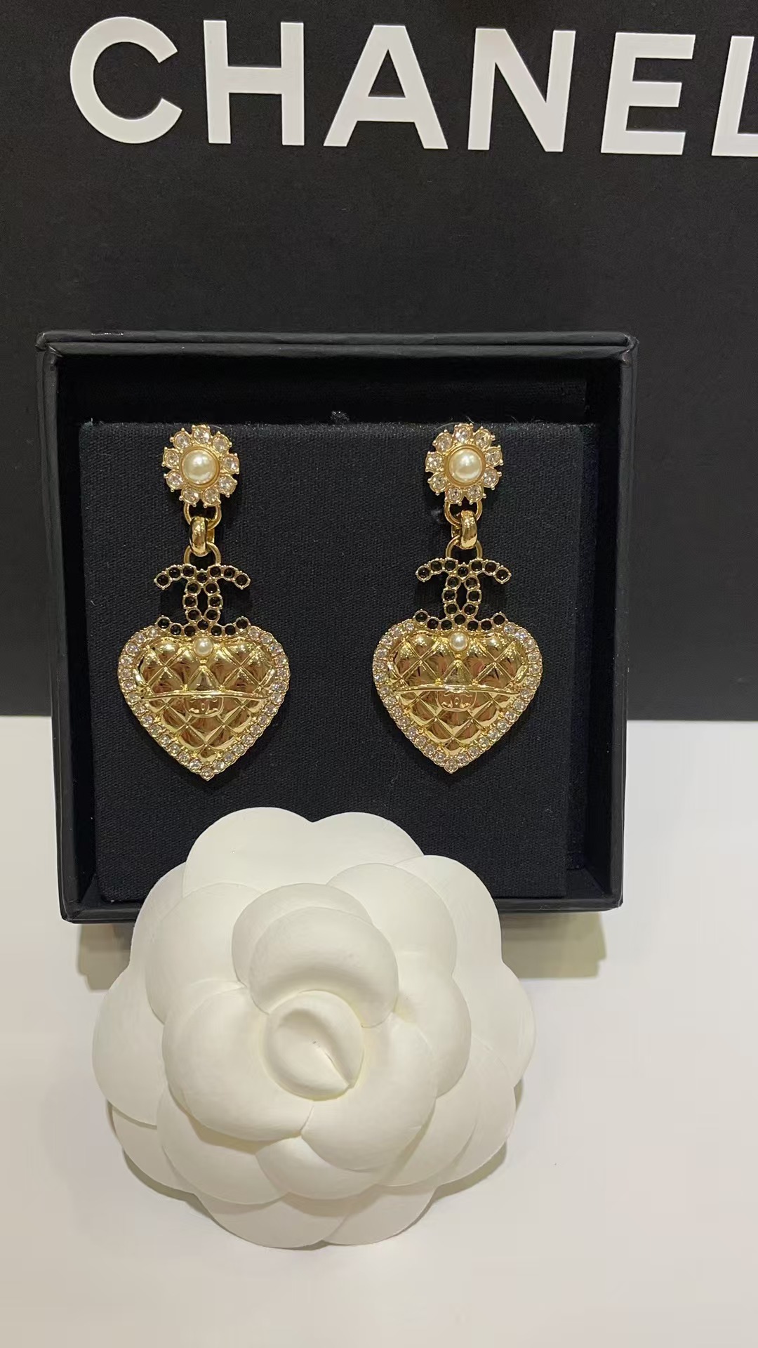 Buy replica Chanel Love Heart Dangle Earrings and replica jewelry from PICKS Jewelry