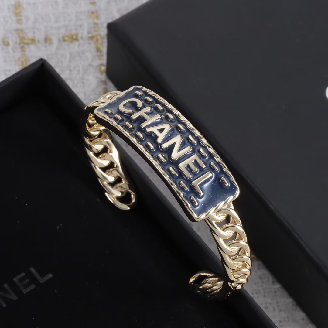 Buy replica Chanel Letters Denim Open Bangle Bracelet and replica jewelry from PICKS Jewelry