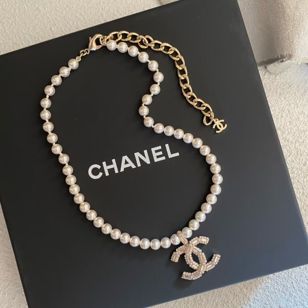 Buy replica Chanel Big Double C Pendant Pearl Necklace and replica jewelry from PICKS Jewelry