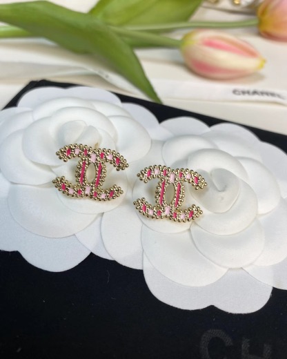 Buy replica Chanel Enamel Pink Double C Earrings and replica jewelry from PICKS Jewelry