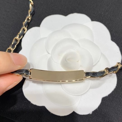 Buy replica Chanel Leather Cuban Chain Choker Necklace and replica jewelry from PICKS Jewelry