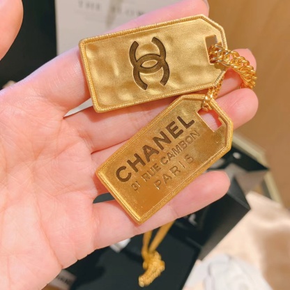 Buy replica Chanel Unisex Thick Cuban Chain Rectangle Tag Pendant Necklace and replica jewelry from PICKS Jewelry