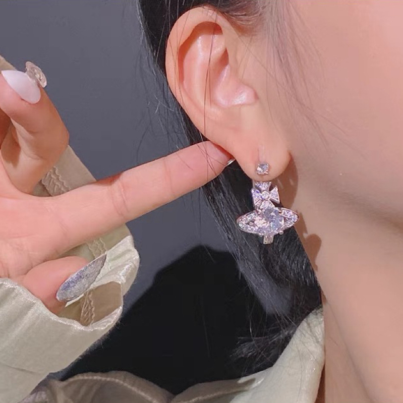 Buy replica Vivienne Westwood Pink White Diamond Saturn Earrings and replica jewelry from PICKS Jewelry