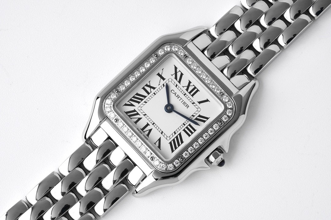 Buy replica Cartier Silver Panthère de Watch - Medium 27*37MM and replica jewelry from PICKS Jewelry