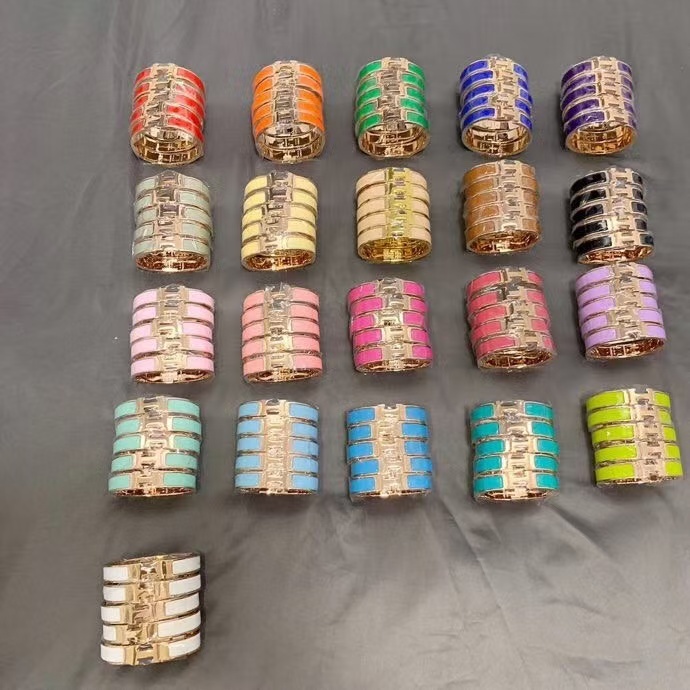 Buy replica Hermes Wide H Enamel Bracelet - 21 Colors Available and replica jewelry from PICKS Jewelry