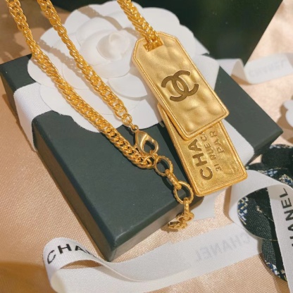 Buy replica Chanel Unisex Thick Cuban Chain Rectangle Tag Pendant Necklace and replica jewelry from PICKS Jewelry