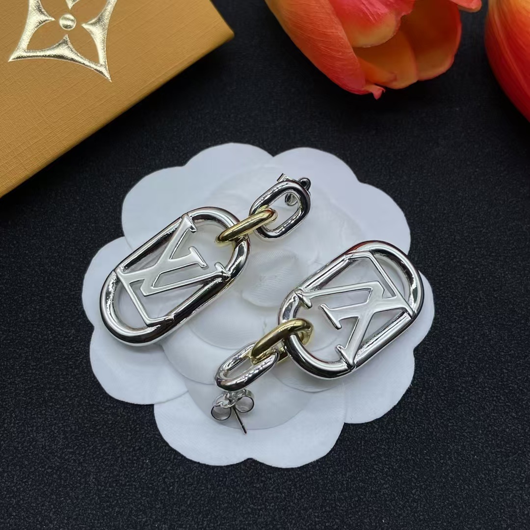 Buy replica Louis Vuitton Hollow LV Letter Long Earrings and replica jewelry from PICKS Jewelry