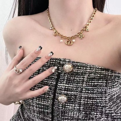 Buy replica Dior Vintage Cuban Chain with Charms CD Pendant Necklace and replica jewelry from PICKS Jewelry