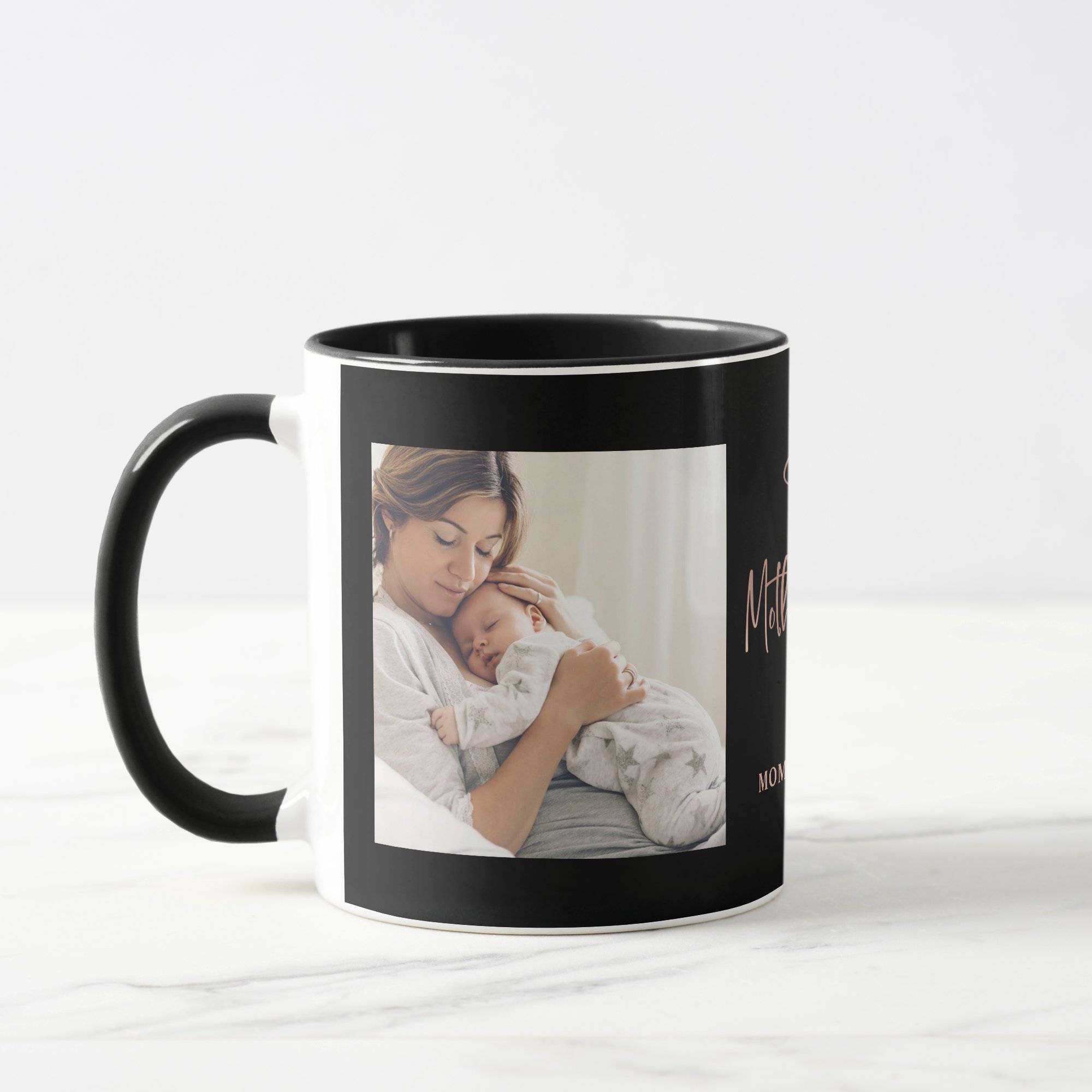 Rose Gold Script First Mother's Day Accent Mug - Personalized Photo Mug