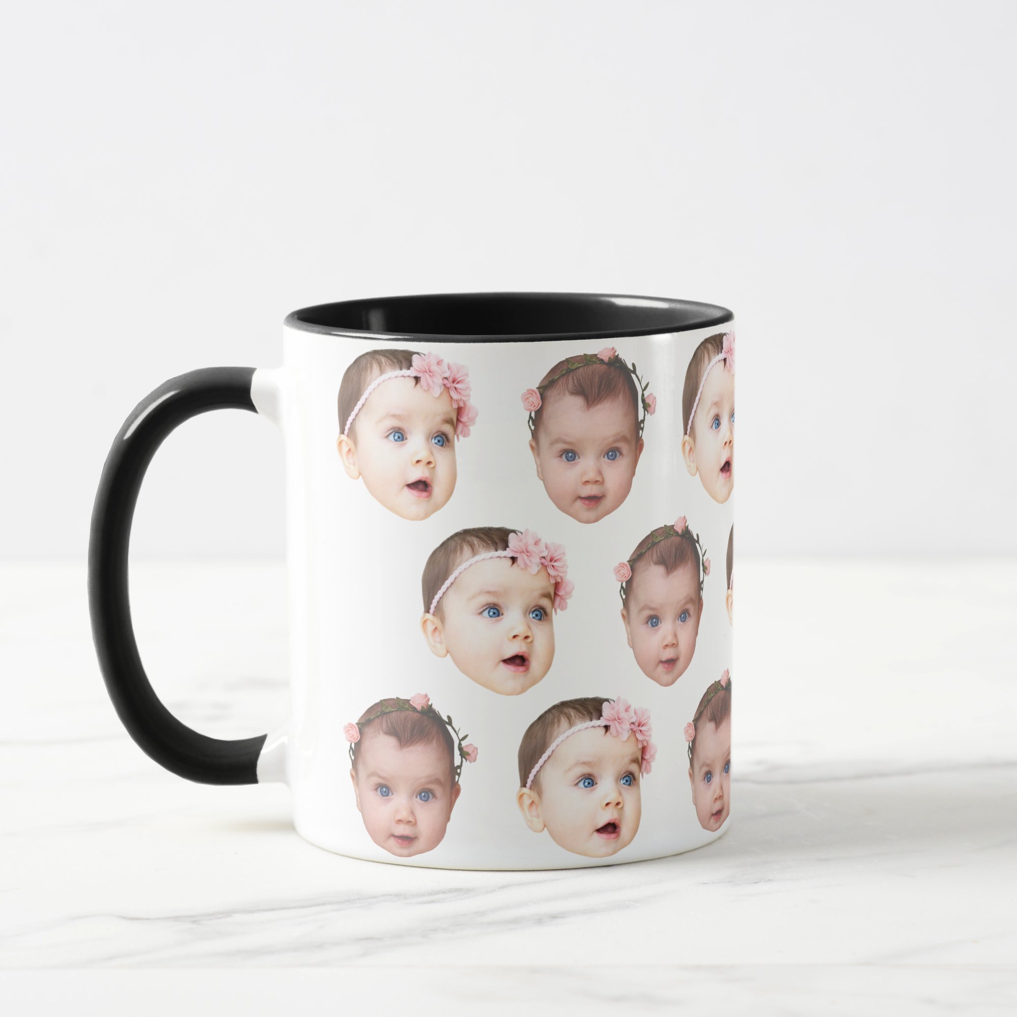 Cute Baby Face Photo Accent Mug - Personalized 2-Photo Keepsake Mug