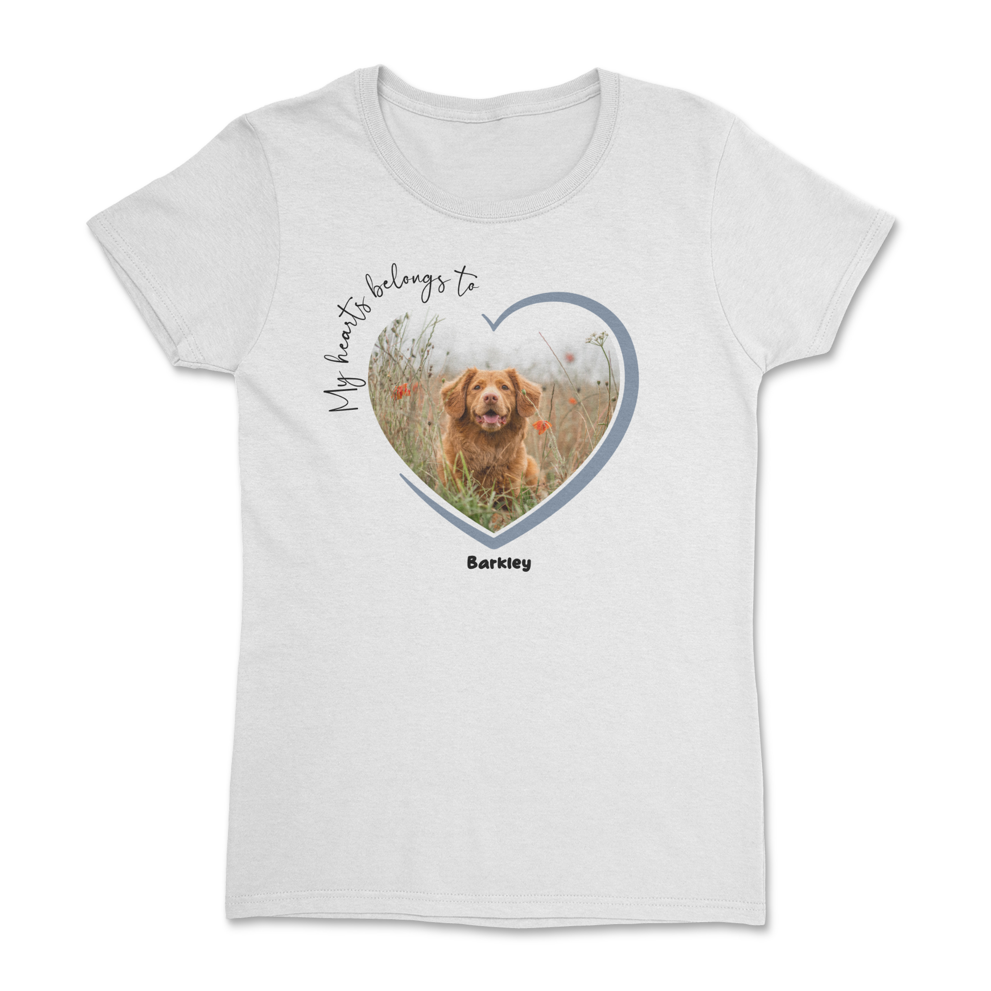 Custom My Heart Belongs To Dog Lover Pet Photo T-Shirt