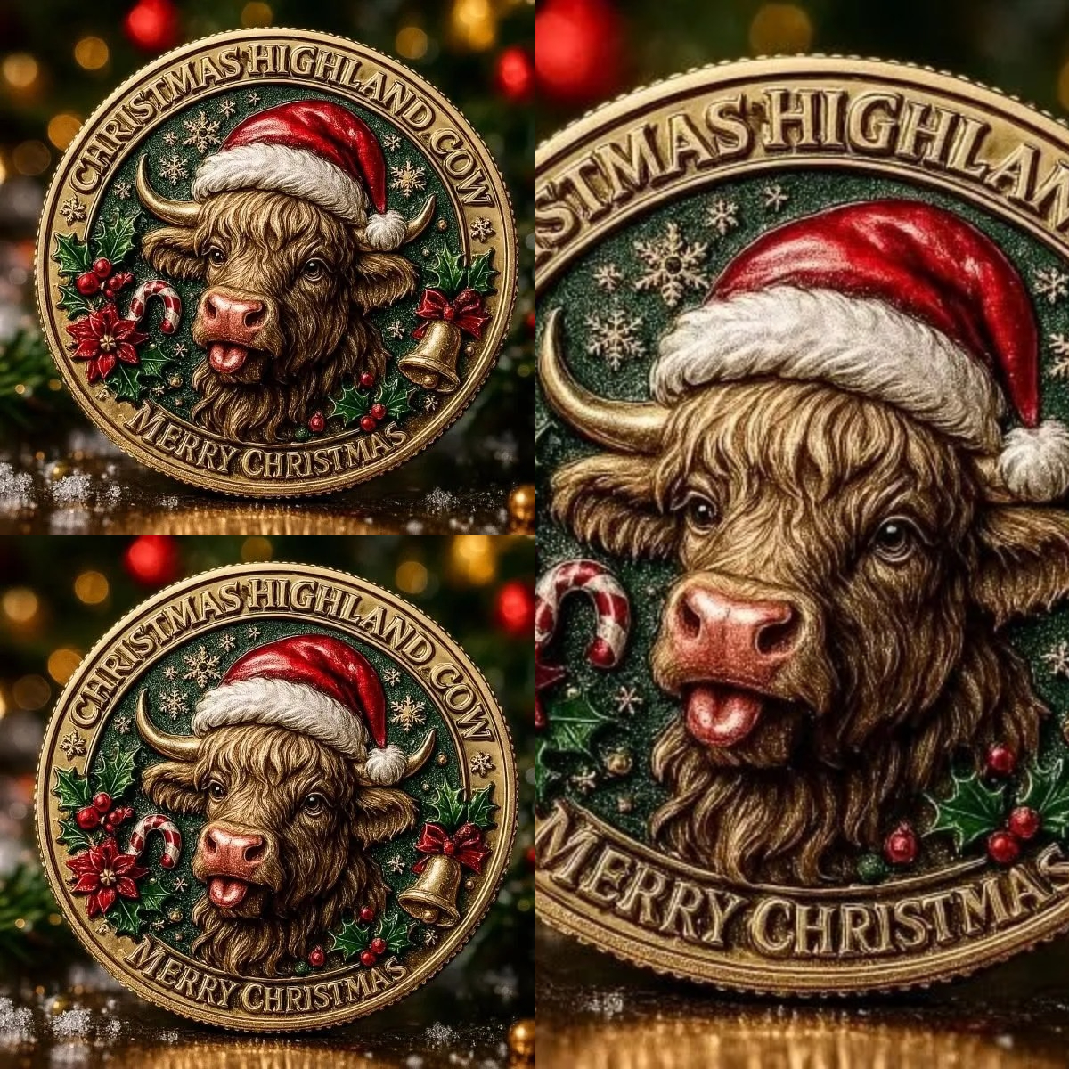 🐂🎅Christmas Highland Cow Coin (𝐋𝐮𝐜𝐚𝐬 𝐇𝐚𝐥𝐞 𝐇𝐚𝐧𝐝𝐦𝐚𝐝𝐞®)  🎄✨