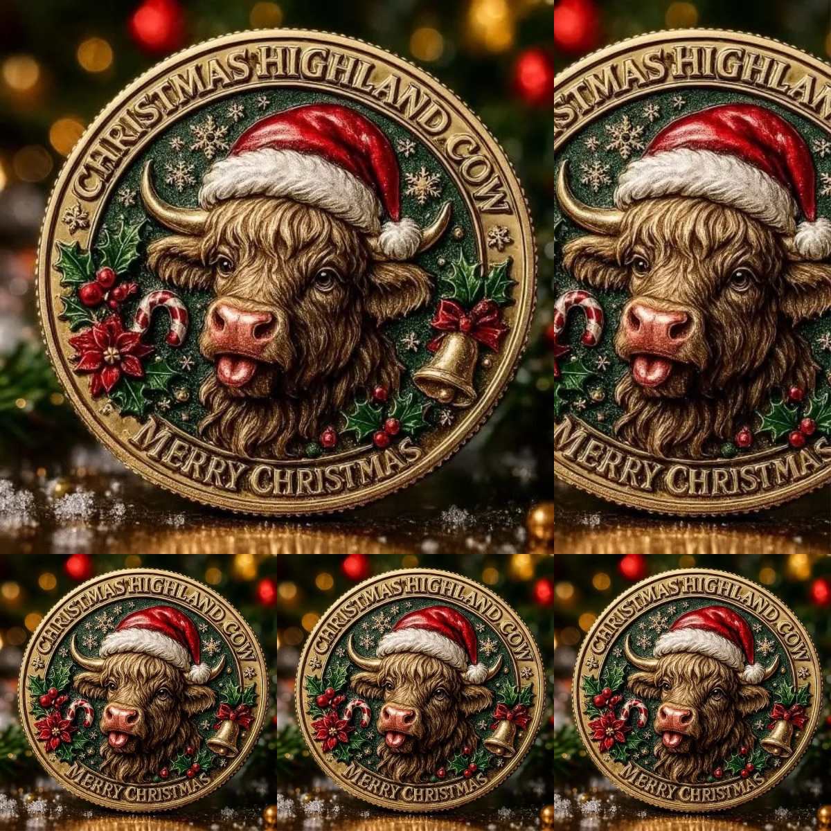 🐂🎅Christmas Highland Cow Coin (𝐋𝐮𝐜𝐚𝐬 𝐇𝐚𝐥𝐞 𝐇𝐚𝐧𝐝𝐦𝐚𝐝𝐞®)  🎄✨