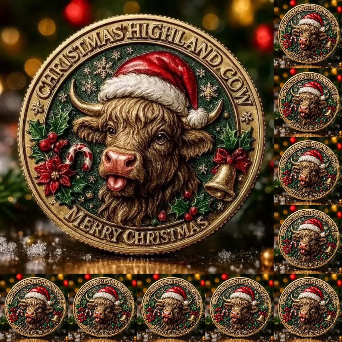 🐂🎅Christmas Highland Cow Coin (𝐋𝐮𝐜𝐚𝐬 𝐇𝐚𝐥𝐞 𝐇𝐚𝐧𝐝𝐦𝐚𝐝𝐞®)  🎄✨