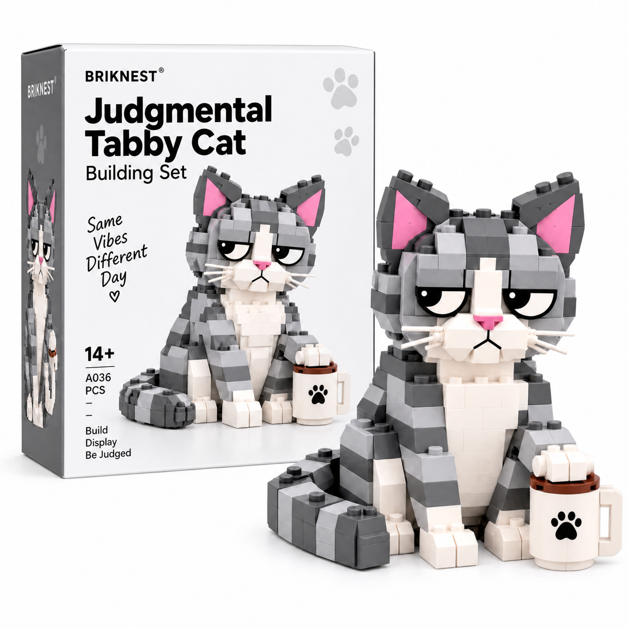 Judgmental Tabby Cat Building Set 😾