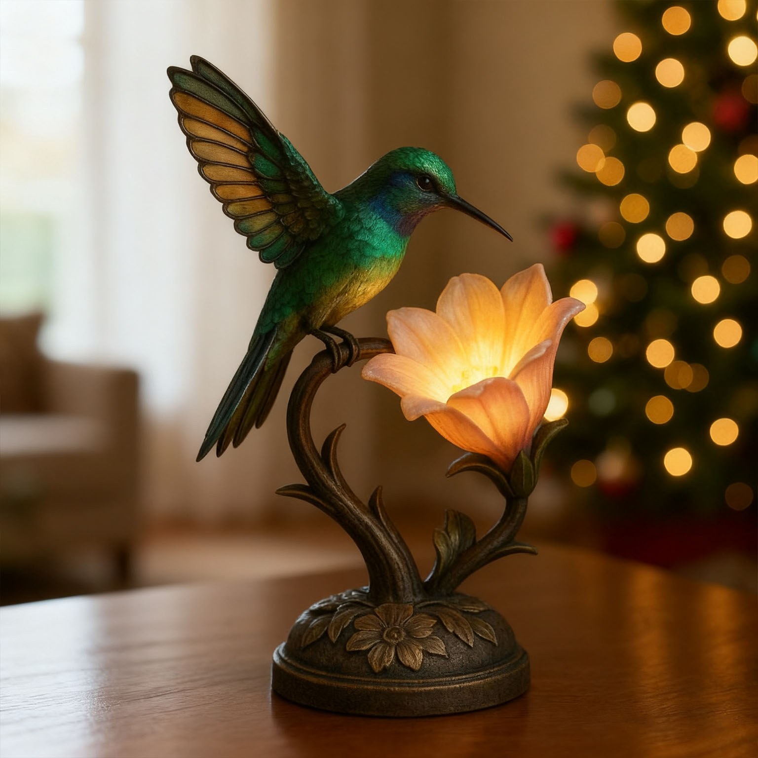 “Messenger of Light” – 💚Handcrafted Hummingbird Flower Lamp✨(𝐋𝐮𝐜𝐚𝐬 𝐇𝐚𝐥𝐞 𝐇𝐚𝐧𝐝𝐦𝐚𝐝𝐞®)