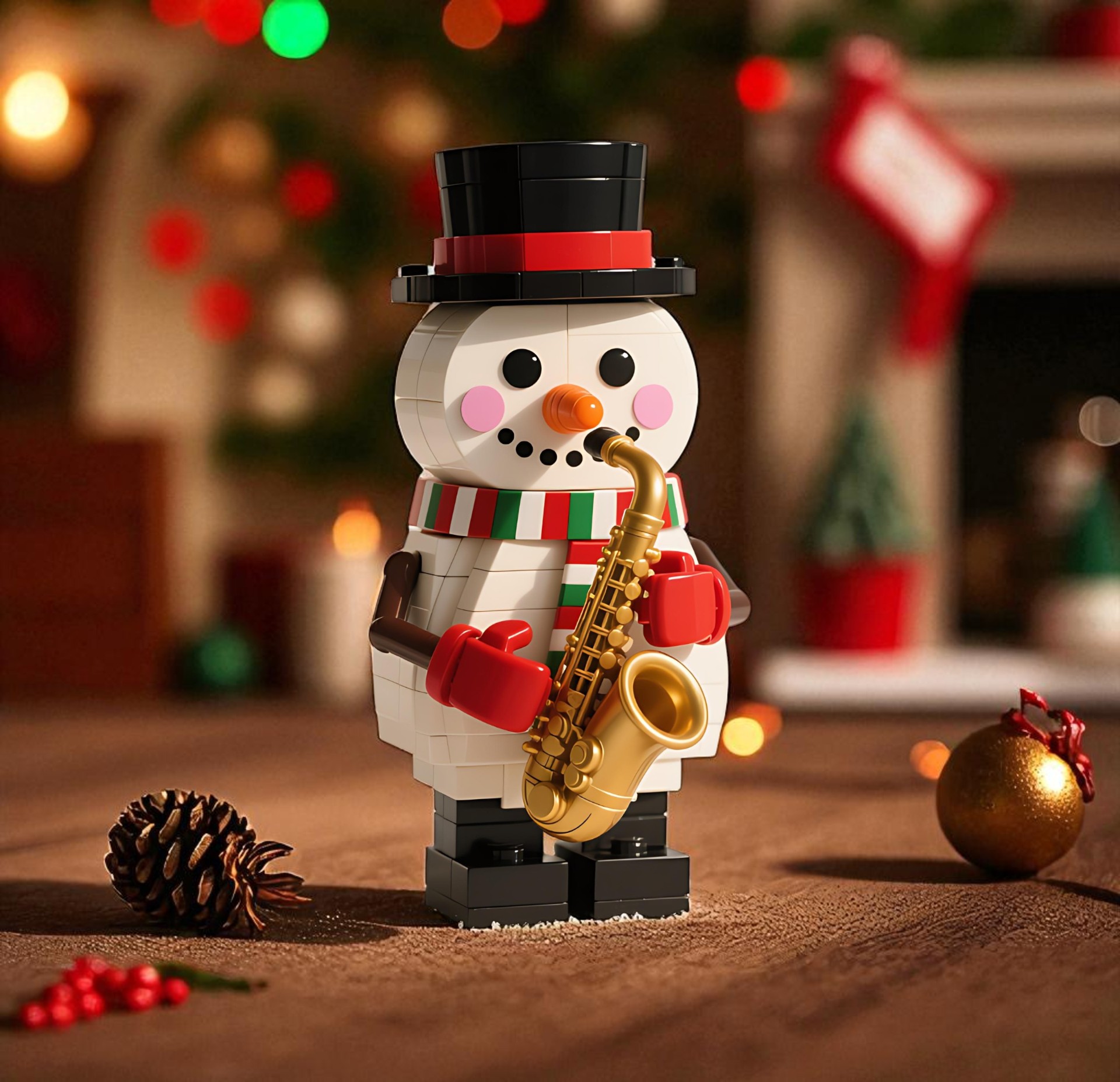 2025 Christmas Presale Snowman Jazz Saxophone Building Blocks⛄