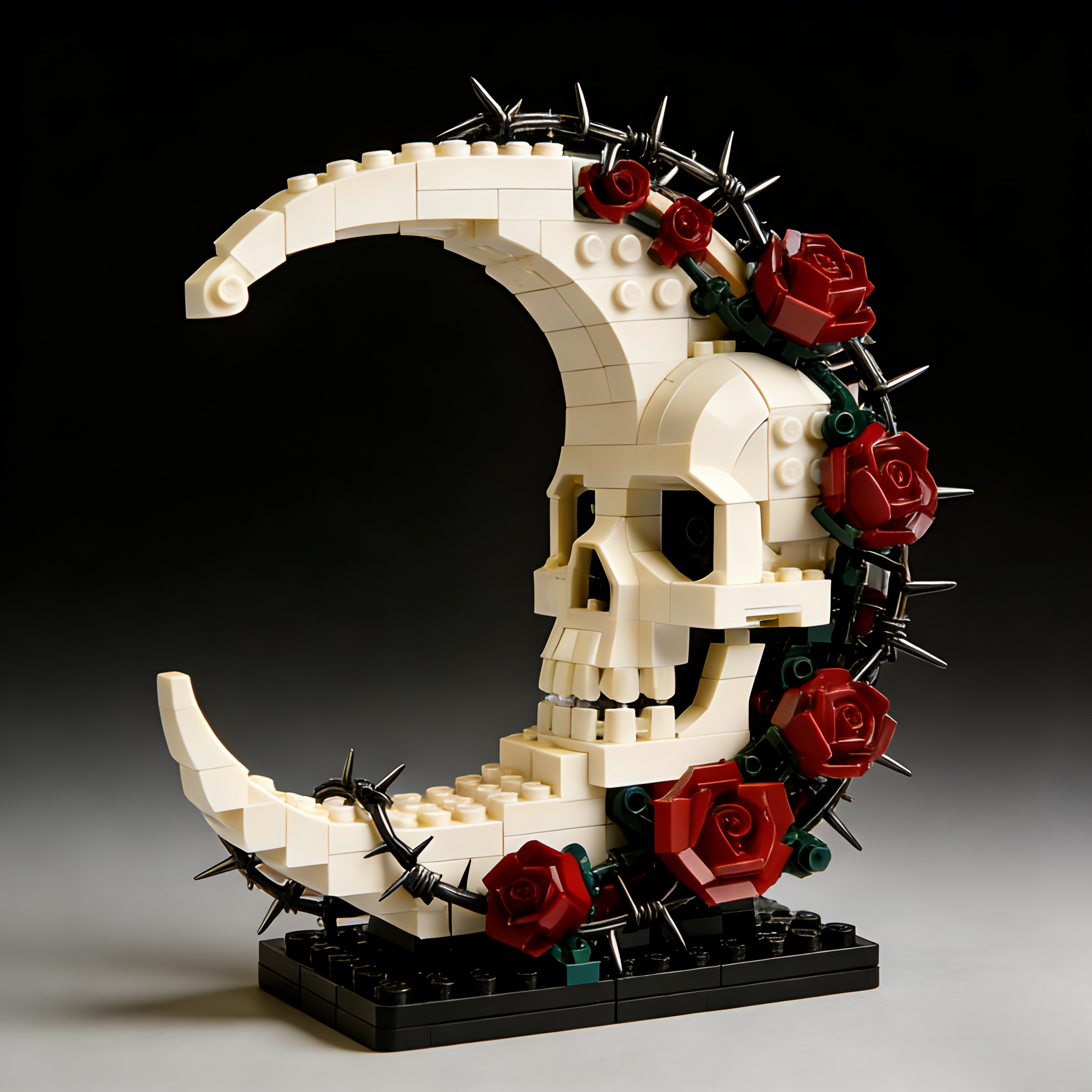 🩸🌙 Crimson Moon Skull Building Block Set