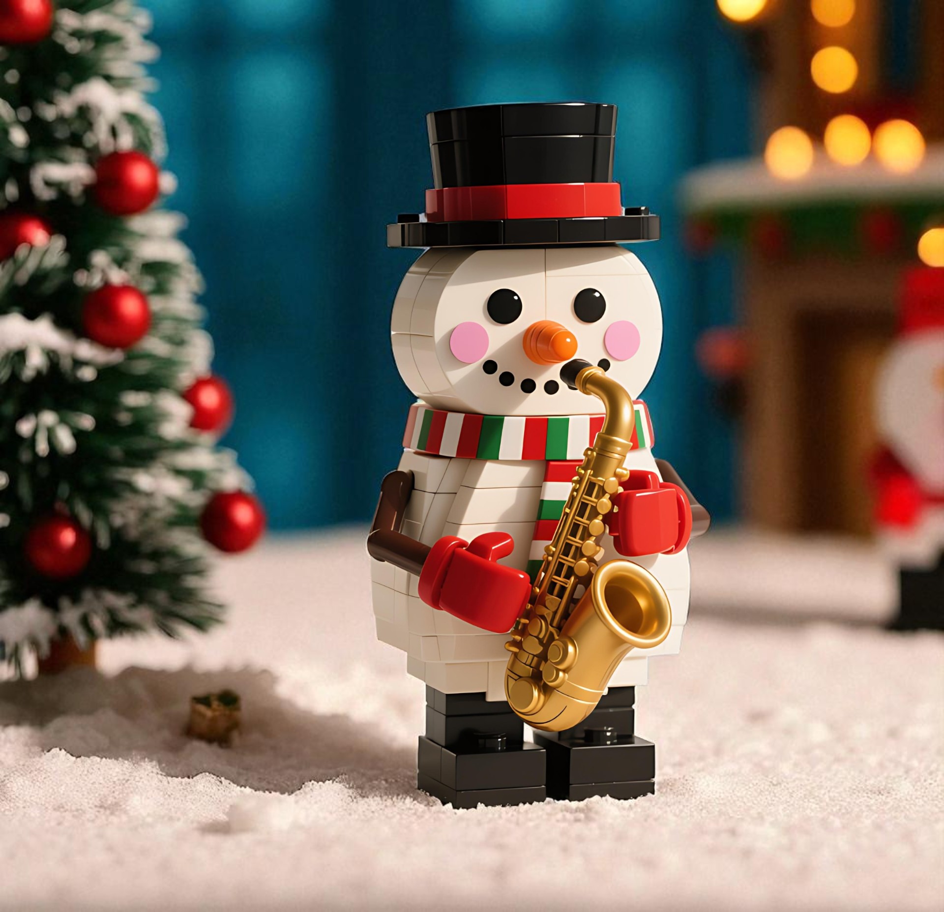 2025 Christmas Presale Snowman Jazz Saxophone Building Blocks⛄