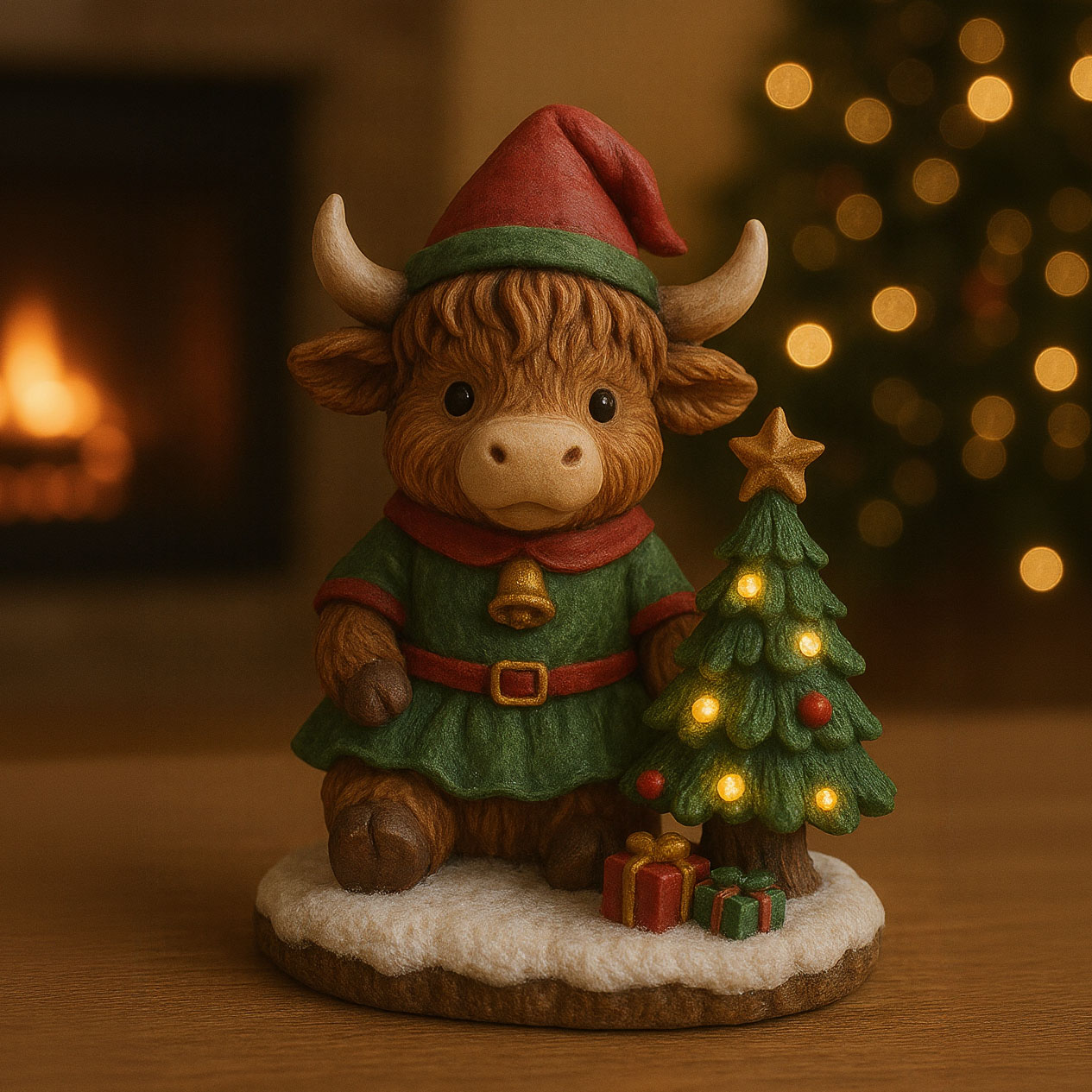 🐂 Highland Cow Elf Christmas Night Light(𝐋𝐮𝐜𝐚𝐬 𝐇𝐚𝐥𝐞 𝐇𝐚𝐧𝐝𝐦𝐚𝐝𝐞®)  🎄✨
