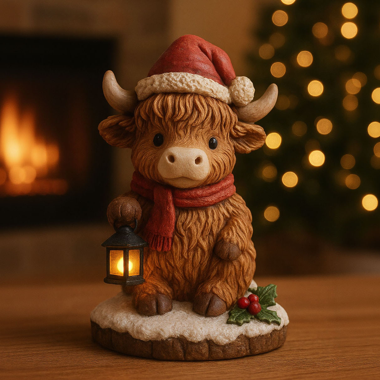 🐂 Handmade Highland Cow Christmas Night Light🎄✨