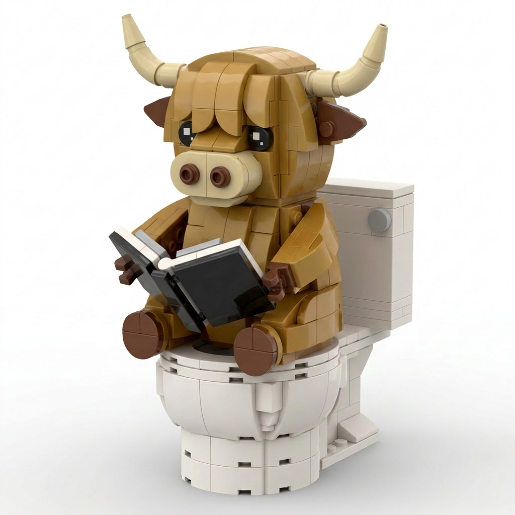 Bathroom Reading Highland Cow Building Block Set