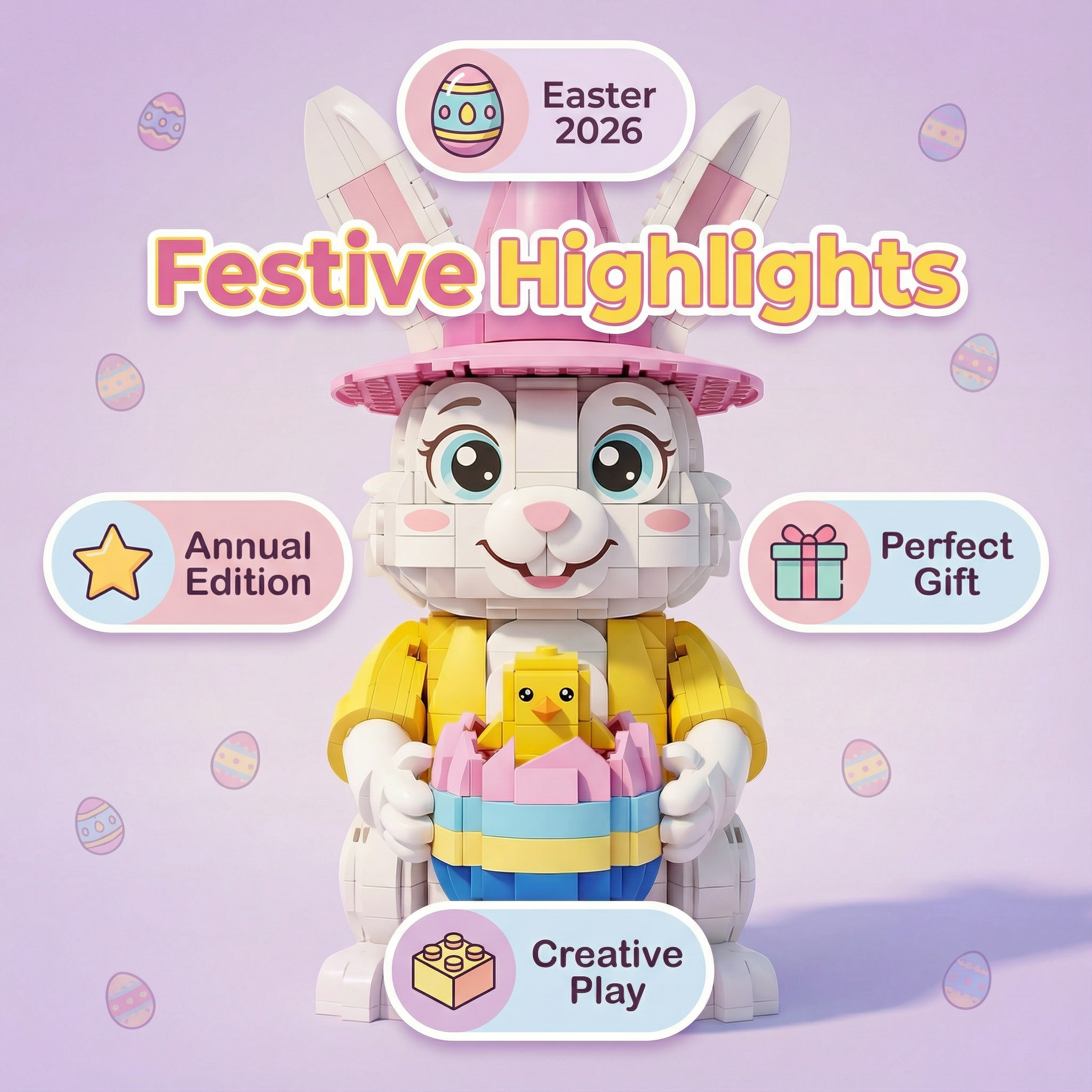 2026 Easter Limited Edition Egg Bunny – Collectible Building Block Set