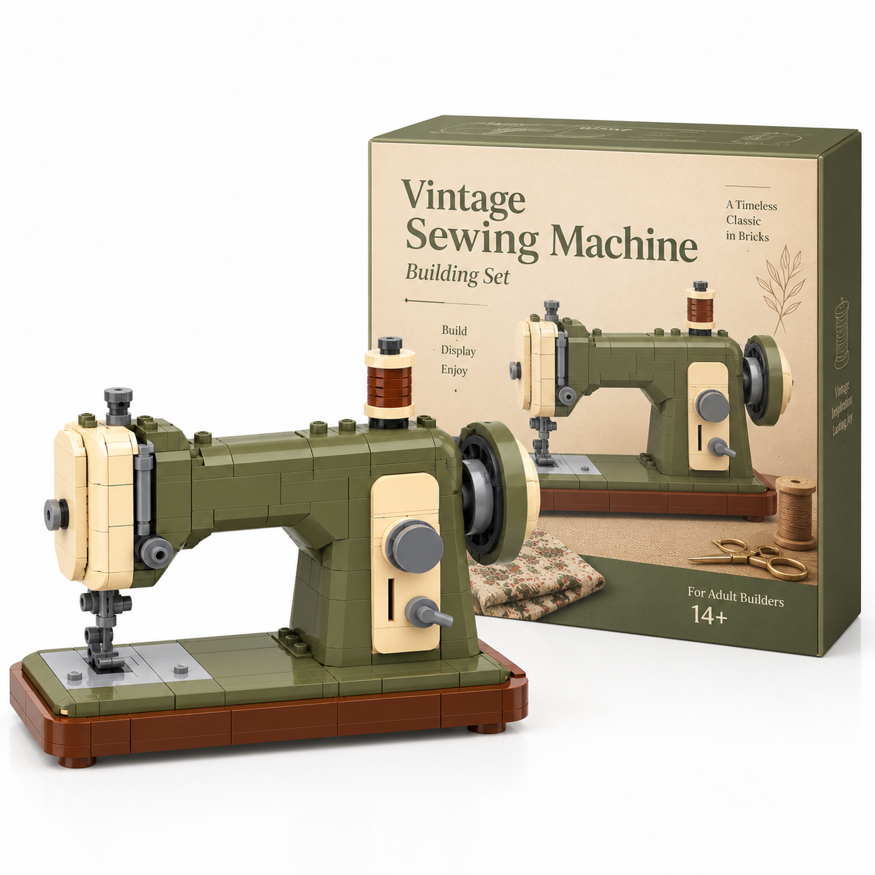 Vintage Olive Green Sewing Machine Building Set 🧵