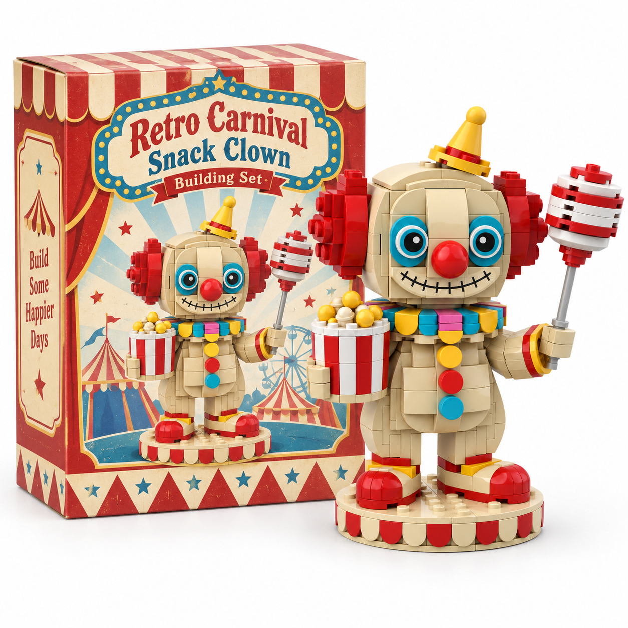 Retro Carnival Snack Clown Building Set 🎪🍿