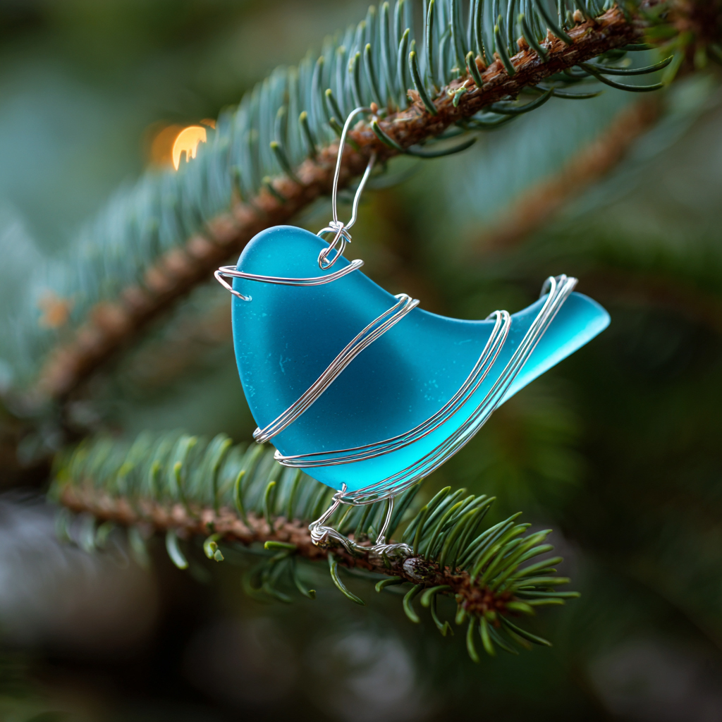🌊🐦 Sea Glass Bird Ornaments(𝐋𝐮𝐜𝐚𝐬 𝐇𝐚𝐥𝐞 𝐇𝐚𝐧𝐝𝐦𝐚𝐝𝐞®)