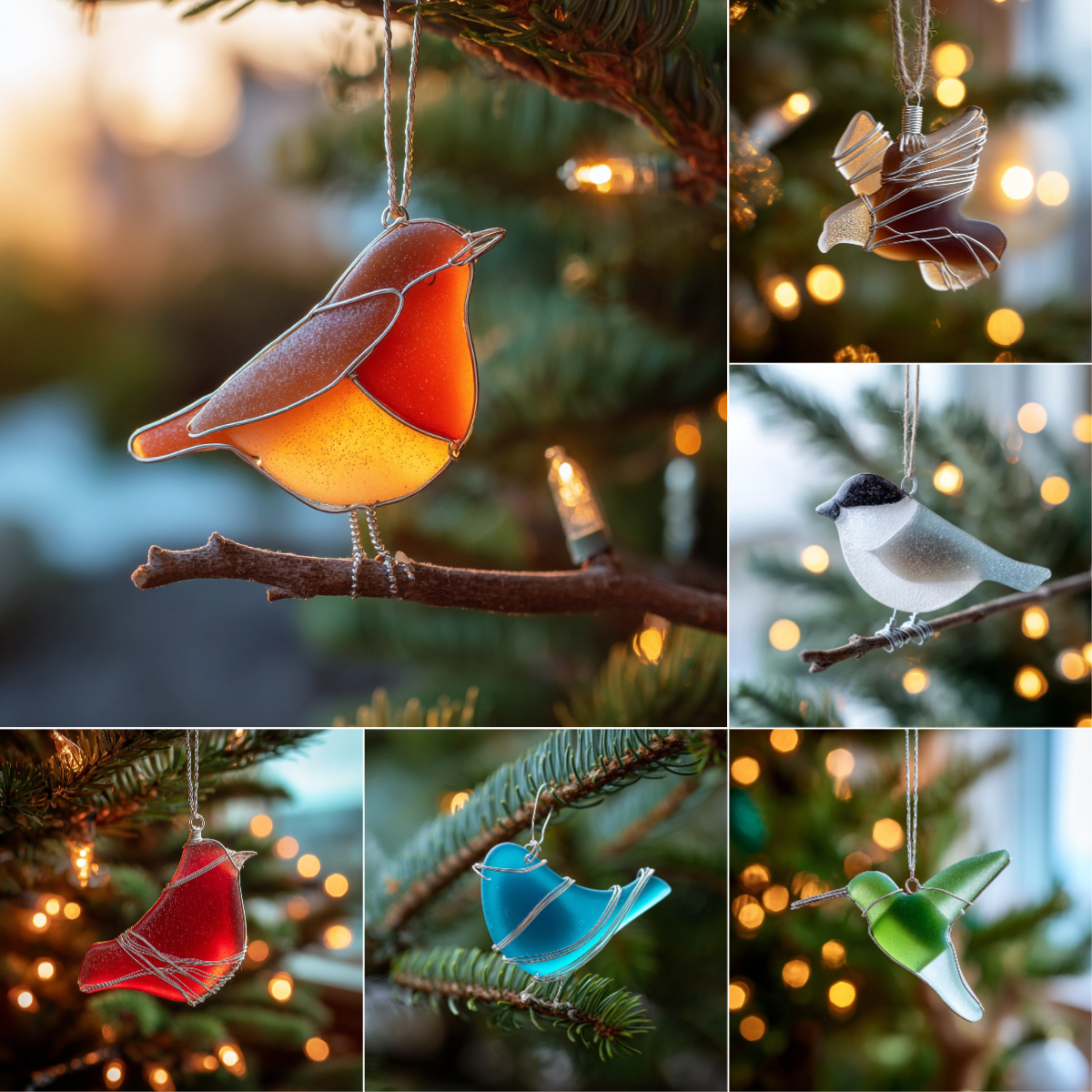🌊🐦 Sea Glass Bird Ornaments(𝐋𝐮𝐜𝐚𝐬 𝐇𝐚𝐥𝐞 𝐇𝐚𝐧𝐝𝐦𝐚𝐝𝐞®)