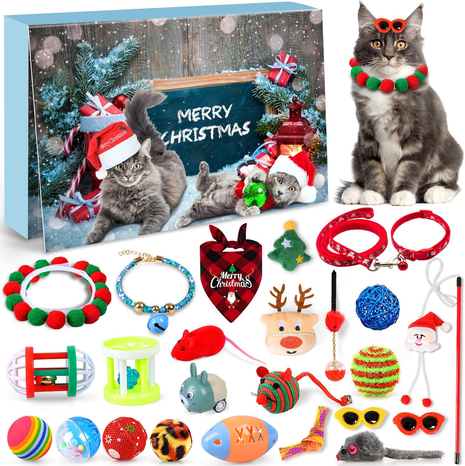 🔥Last Day 50% OFF - 🐈Cat Feathers Countdown Set for Christmas 24-Day Interactive Toy Experience for Cat Enthusiasts