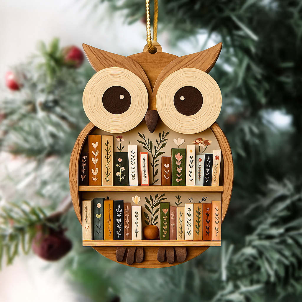 🌲Christmas Gift 50% Off--Owl Bookshelf Ornament(𝐋𝐮𝐜𝐚𝐬 𝐇𝐚𝐥𝐞 𝐇𝐚𝐧𝐝𝐦𝐚𝐝𝐞®)