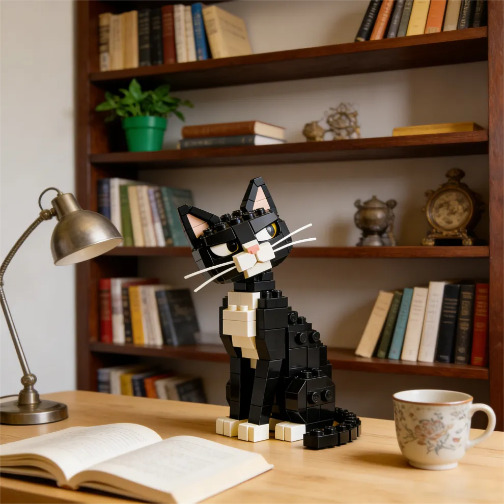 Overdramatic Side-Eye Cat Brick Set – Funny Aloof Cat Model