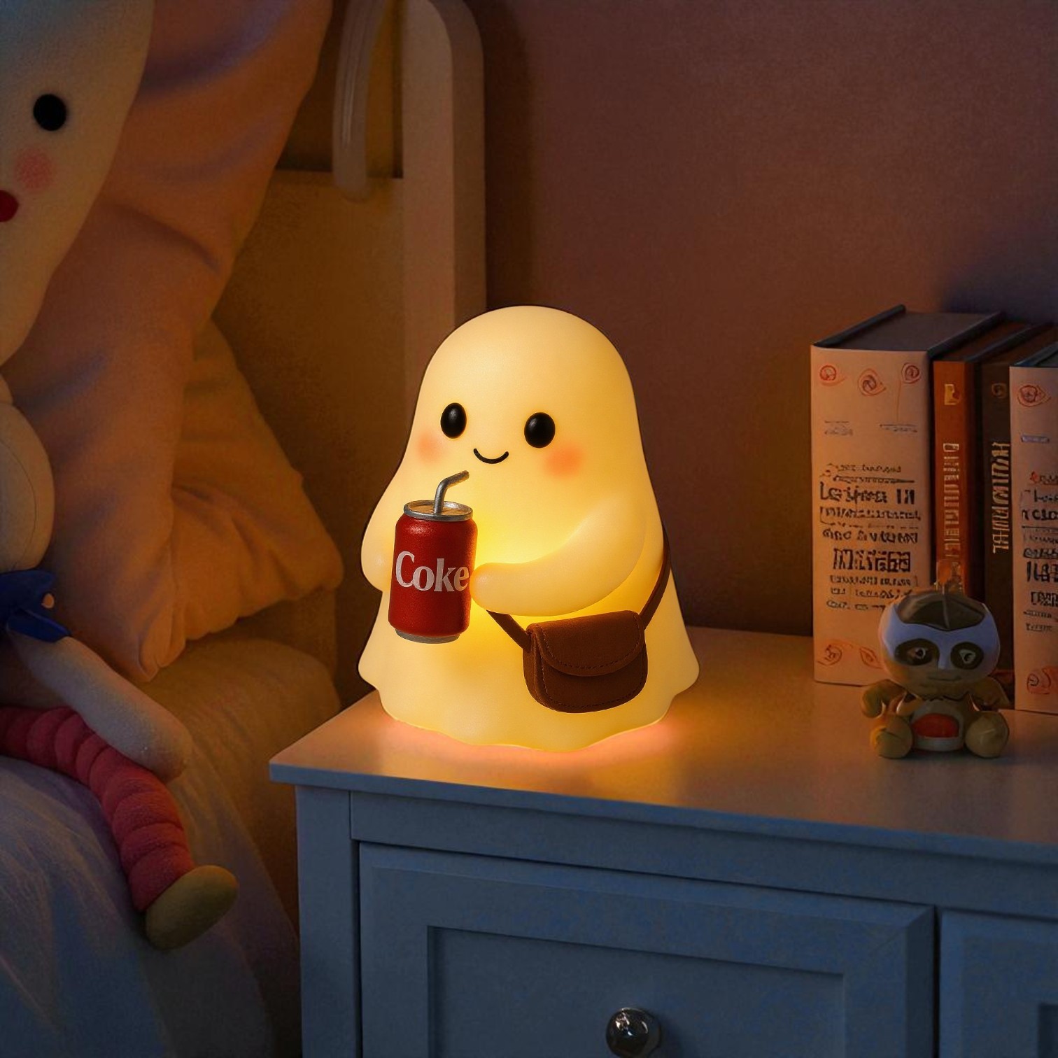 🔥Last Day 50% OFF-👻Handmade Cute Ghost Drinking Cola Night Light🔥