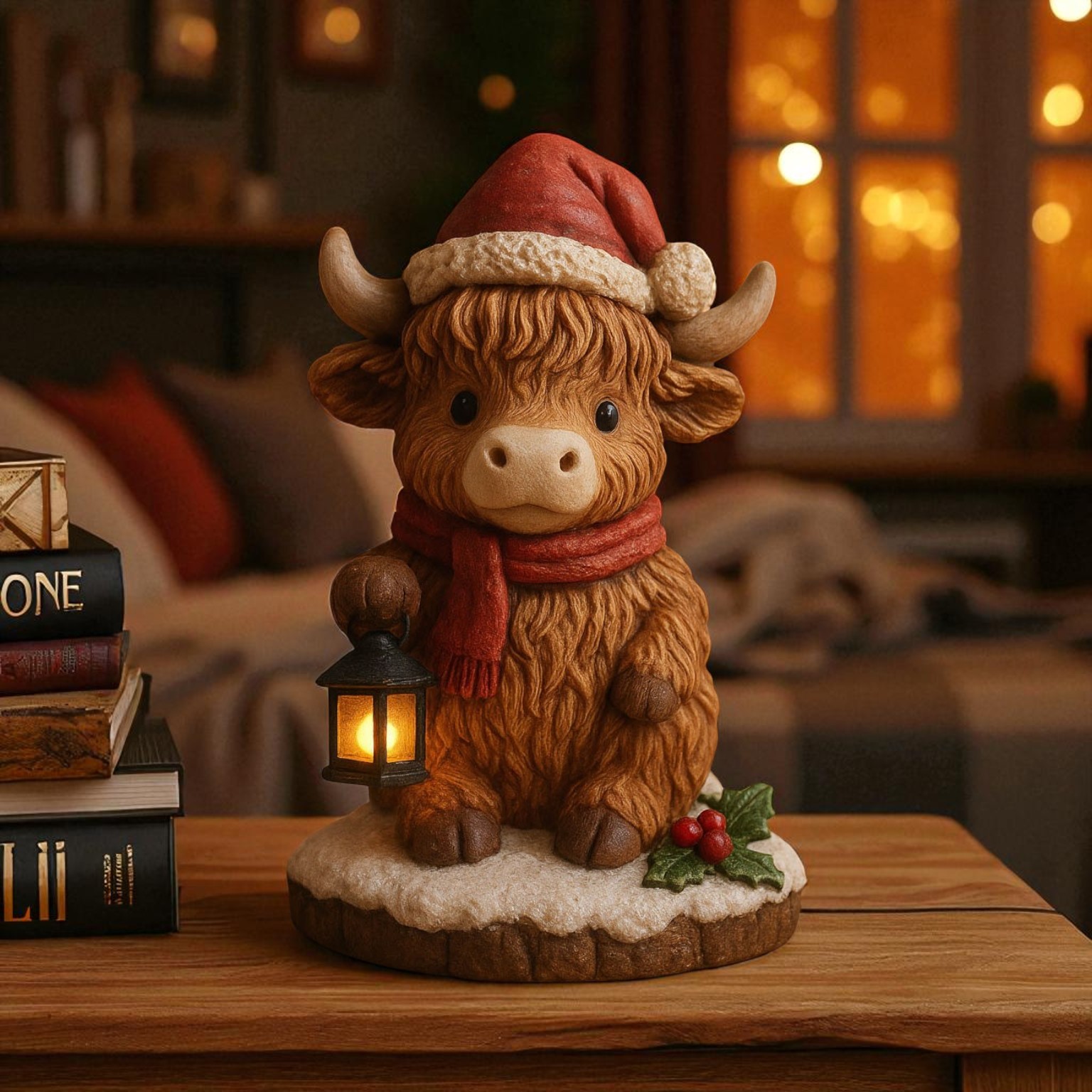 🐂 Handmade Highland Cow Christmas Night Light🎄✨