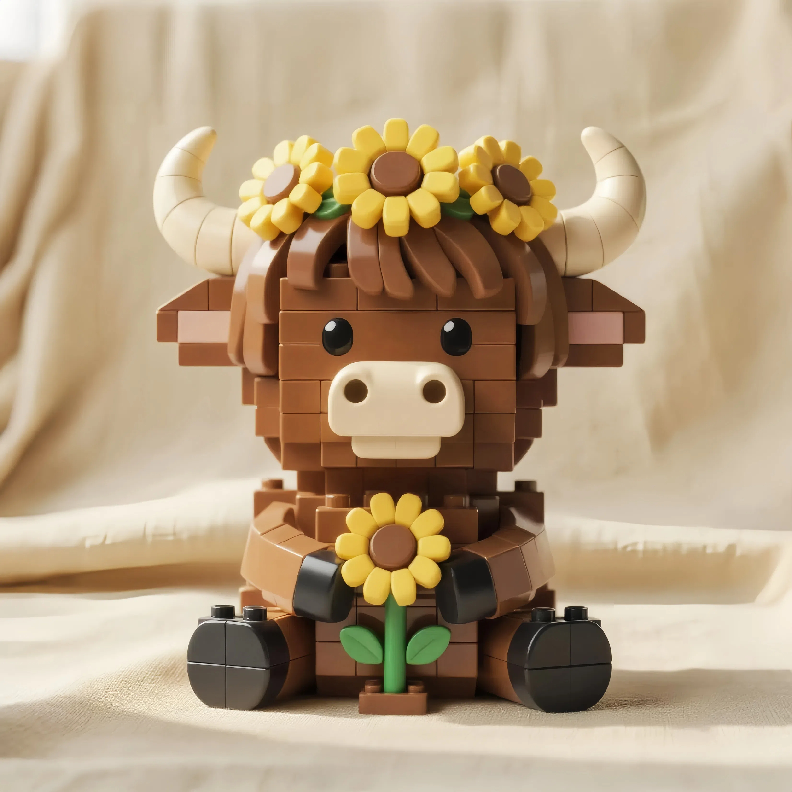 Sunflower Highland Cow Building Brick Set🌻🐂