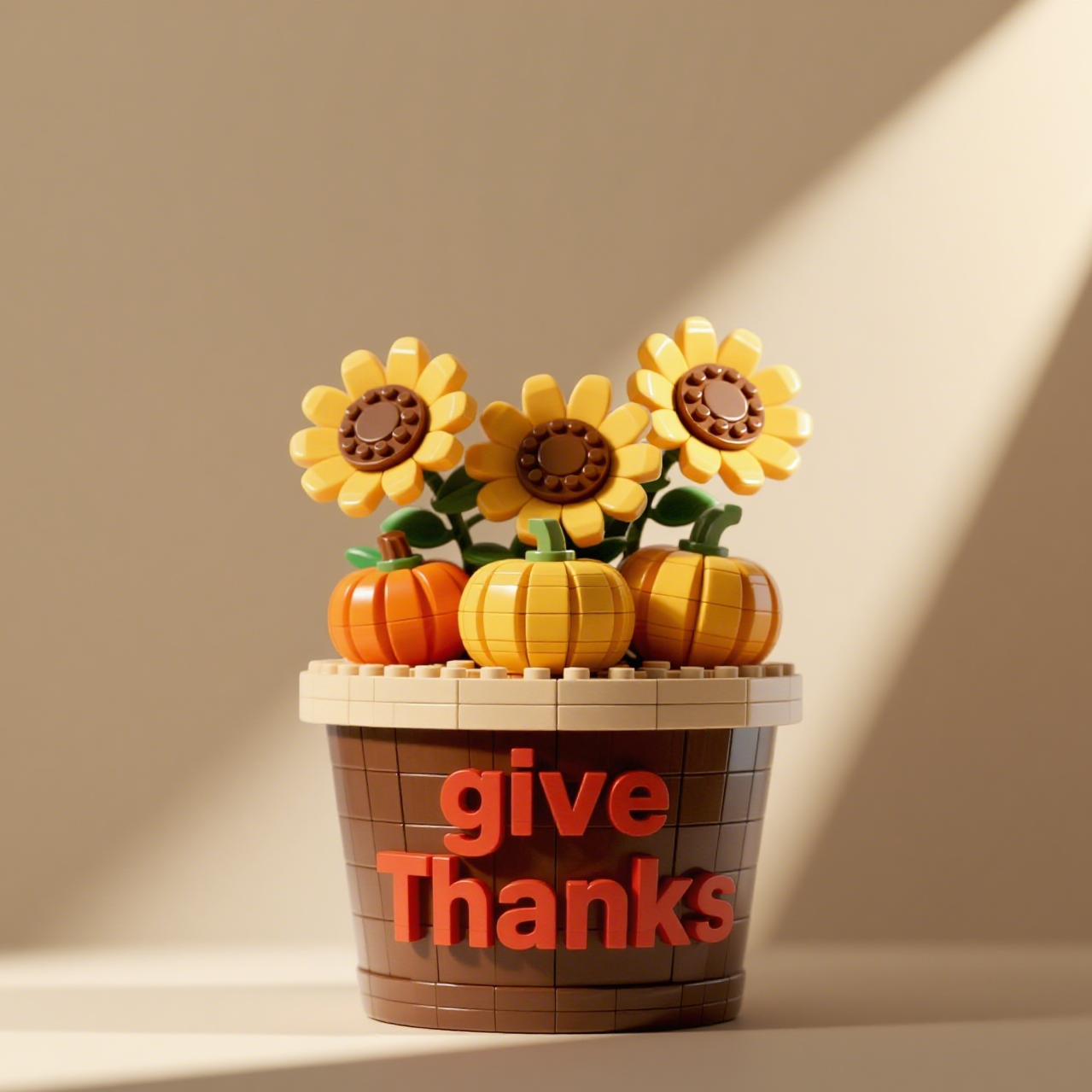 🌻🍂Autumn Sunflower & Pumpkin Pot Brick Set