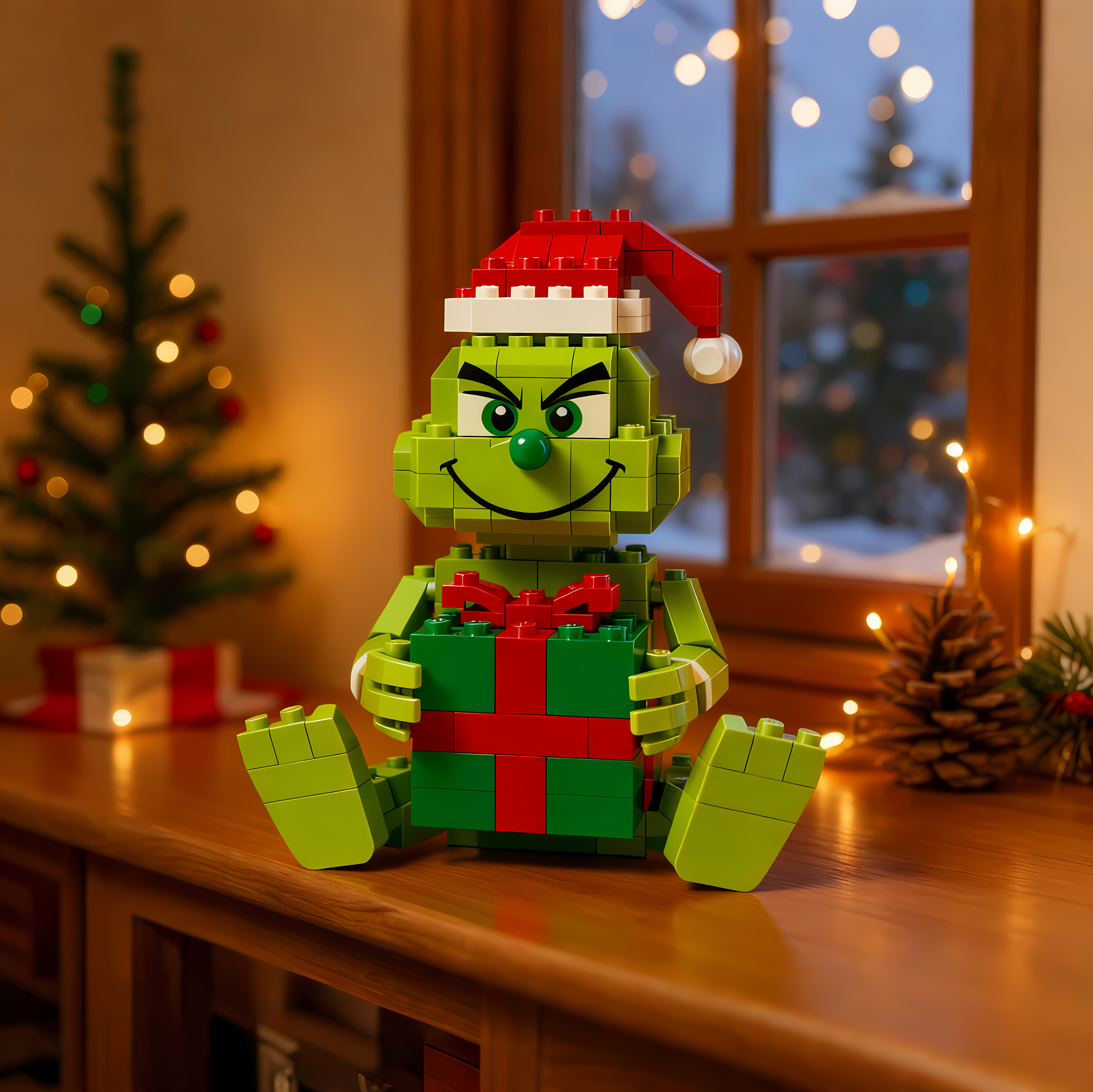 Green Hair Monster Christmas Brick Set