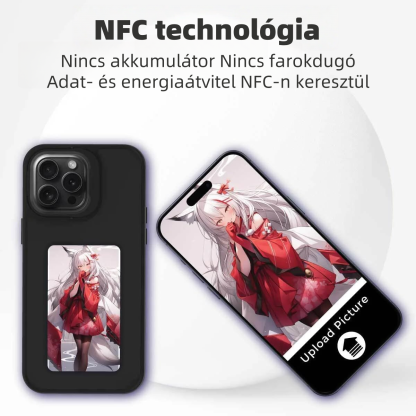 NFC Digitális Kijelzős Tok iPhone 15/16-hoz – Cserélhető Fotó, E-tinta Technológia, Nulla Akkufogyasztás-Vitalina