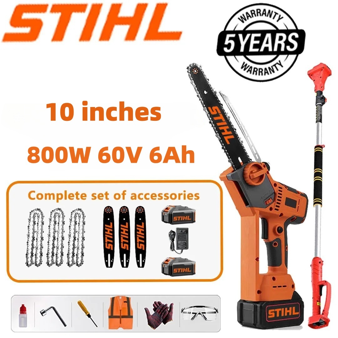 STIHL 1500W-os teleszkópos láncfűrész – lítium akkumulátorral és hosszabbító rúddal