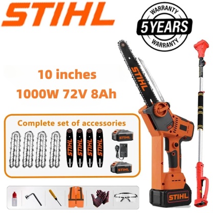 STIHL 1500W-os teleszkópos láncfűrész – lítium akkumulátorral és hosszabbító rúddal