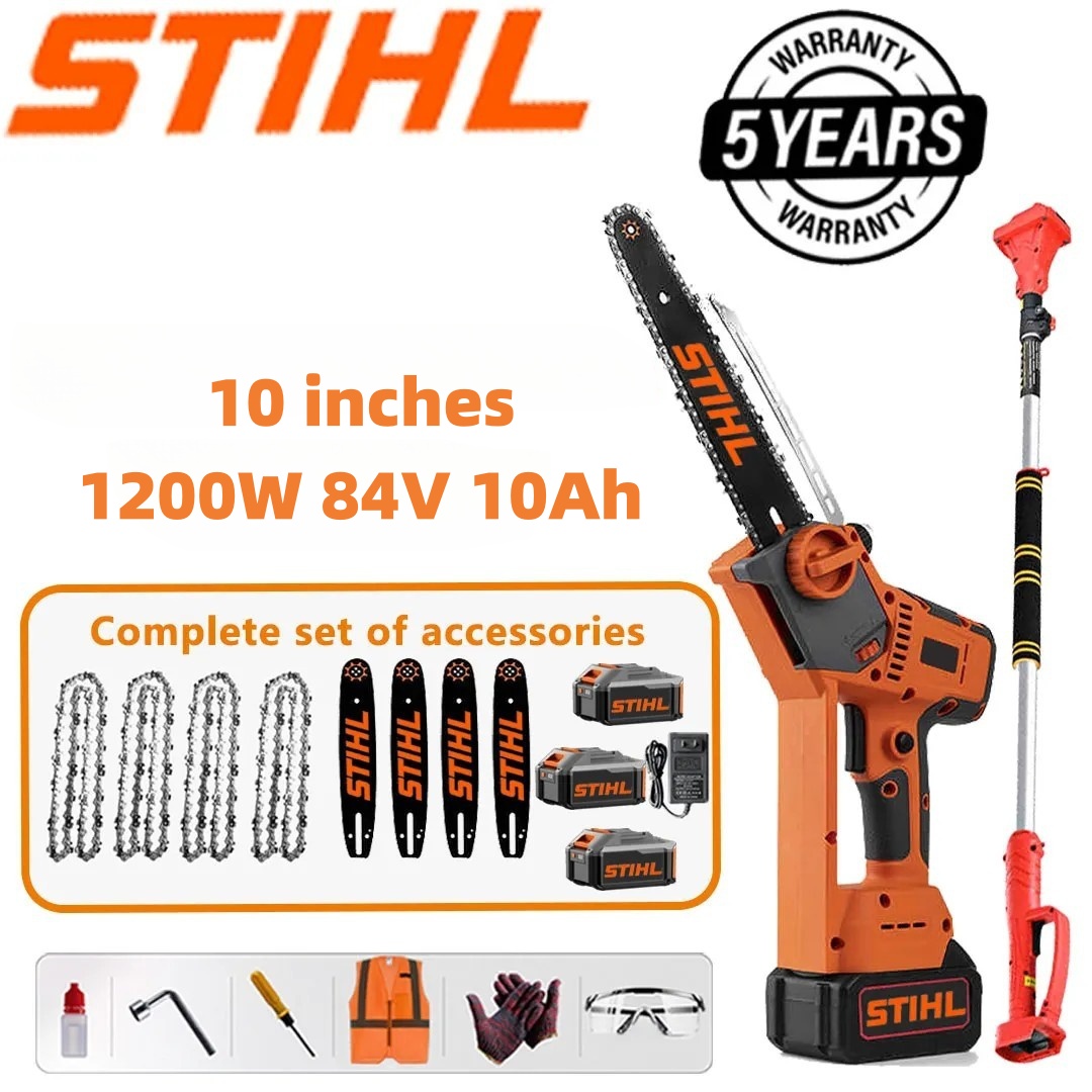 STIHL 1500W-os teleszkópos láncfűrész – lítium akkumulátorral és hosszabbító rúddal