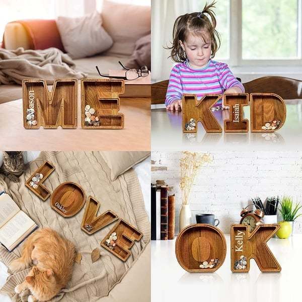đ„Letter Piggy Bank-Wood Gift For Kids
